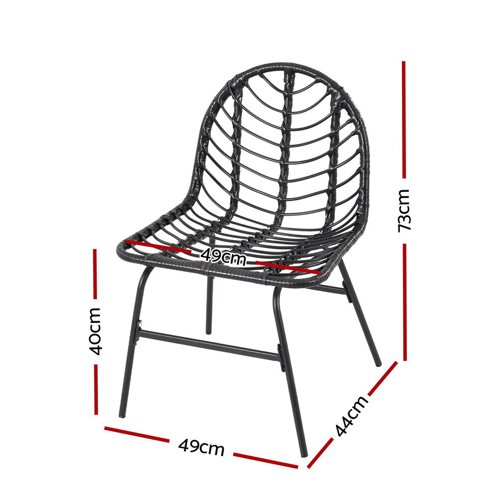 Ranie Lounge Wicker Patio Furniture Set of 2 Outdoor Dining Chairs - Black