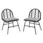 Ranie Lounge Wicker Patio Furniture Set of 2 Outdoor Dining Chairs - Black