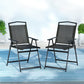 Zoe Set of 2 Outdoor Chairs Portable Folding Camping Chair Steel Patio Furniture - Black