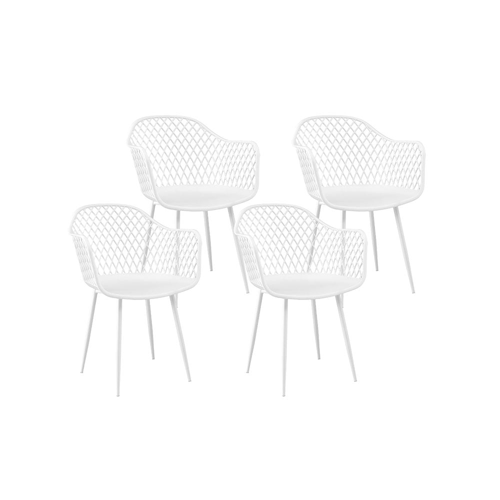 Gerald Outdoor Dining Chairs PP Lounge Chair Patio Furniture Garden Set of 4 - White