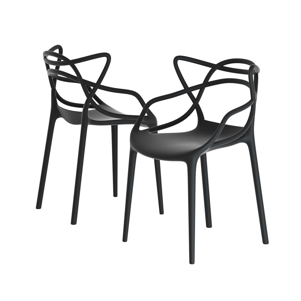 Yannick Set of 4 PP Outdoor Dining Chairs Portable Stackable Chair Patio Furniture - Black