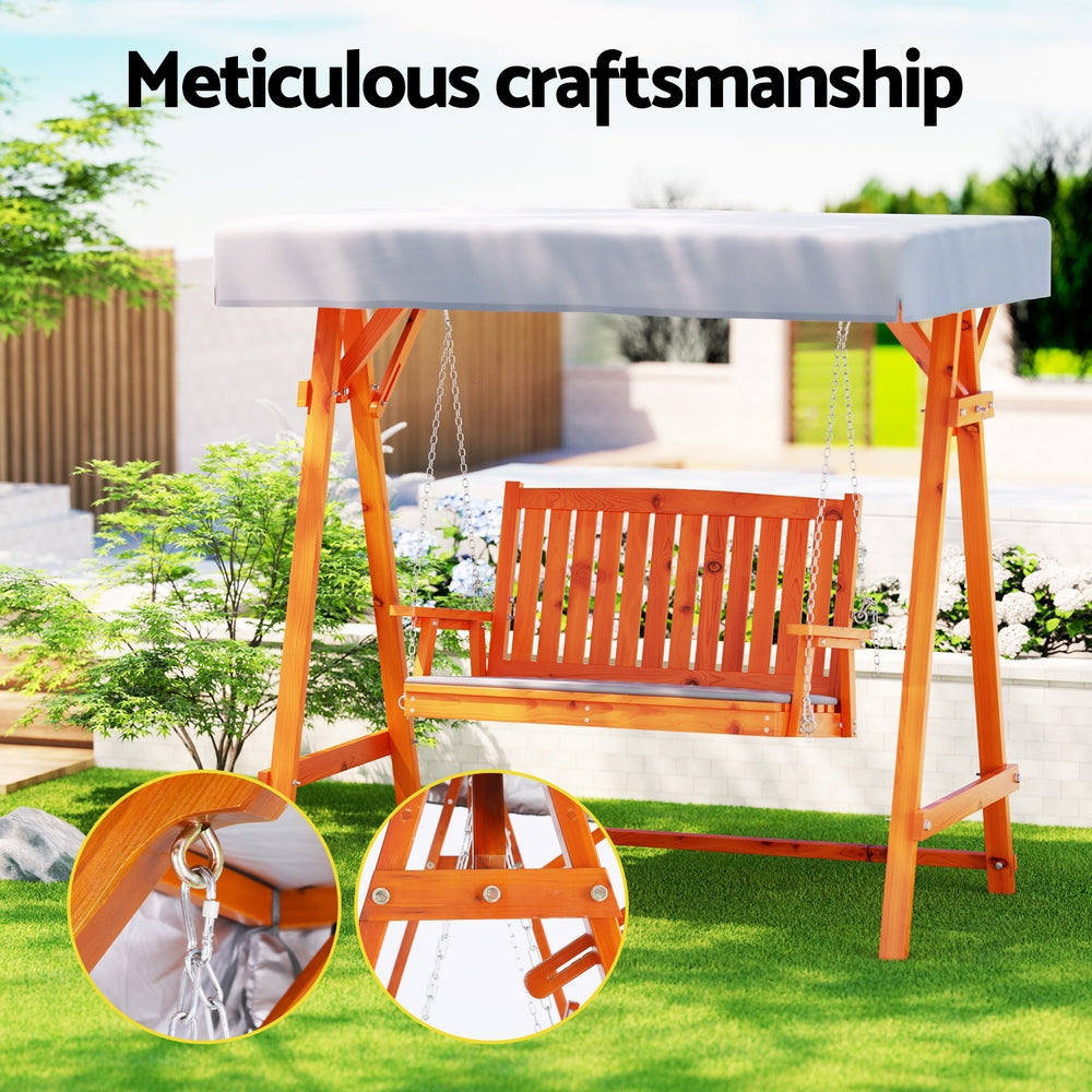 Buy 2 Seater Outdoor Swing Chair Wooden Garden Bench Canopy