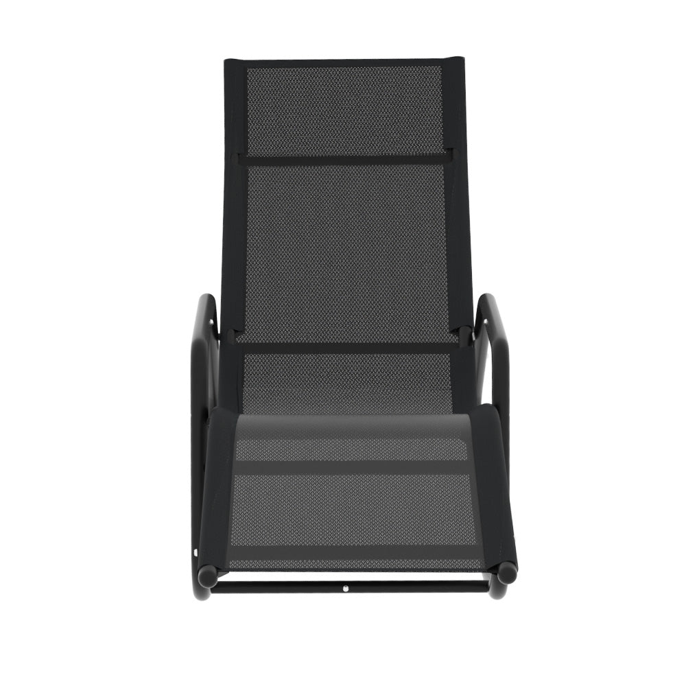 Esmond Sun Lounge Rocking Chair Outdoor Lounger Patio Furniture Pool Garden - Black