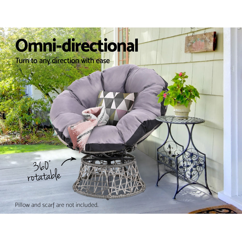 Outdoor Chairs Outdoor Furniture Papasan Chair Wicker Patio Garden - Grey