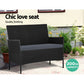 Justin 4-Seater Wicker Table Chair 4-Piece Outdoor Sofa Set with Storage Cover - Black