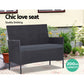 Justin 4-Seater Wicker Setting Table Chair Furniture 4-Piece Outdoor Sofa Set - Dark Grey