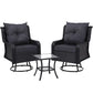 Cinzia Outdoor Furniture Lounge Wicker Swivel Chairs Table Cushion 3-Piece Outdoor Bistro Set - Black