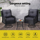 Cinzia Outdoor Furniture Lounge Wicker Swivel Chairs Table Cushion 3-Piece Outdoor Bistro Set - Black