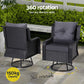 Cinzia Outdoor Furniture Lounge Wicker Swivel Chairs Table Cushion 3-Piece Outdoor Bistro Set - Black