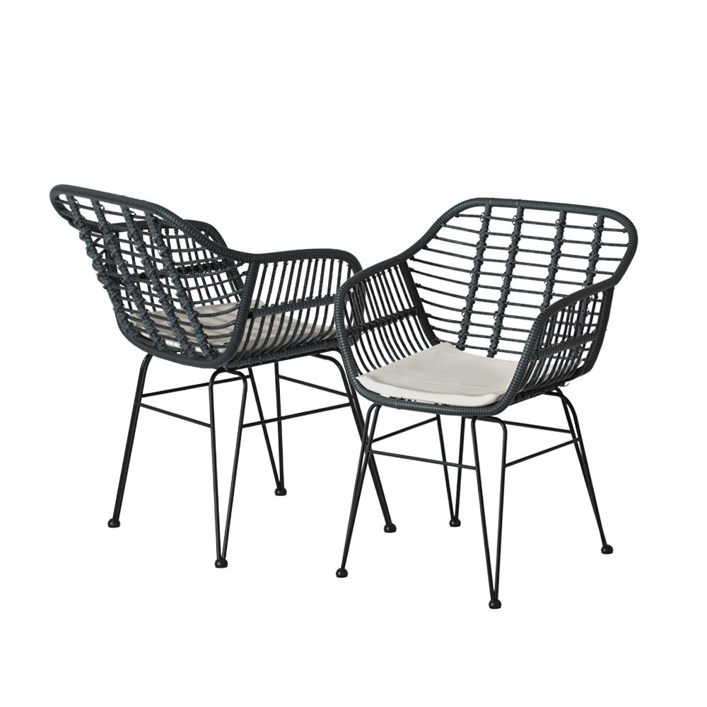 Dalton 2-Seater Table Chairs Patio 3-Piece Outdoor Furniture - Grey