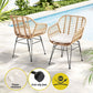 Dalton Outdoor Furniture Lounge Setting Table Chairs Cushion Patio 3-Piece Bistro Set - Oak