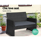 Slough 4-Seater Rattan Chair Table Setting Garden Furniture 4-Piece Outdoor Sofa Set - Black