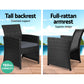 Slough 4-Seater Rattan Chair Table Setting Garden Furniture 4-Piece Outdoor Sofa Set - Black