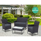 Slough 4-Seater Rattan Chair Table Setting Garden Furniture 4-Piece Outdoor Sofa Set - Black