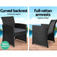 Slough 4-Seater Rattan Chair Furniture 4-Piece Outdoor Sofa Set with Storage Cover - Black