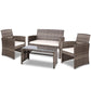 Slough 4-Seater Rattan Chair Table Setting Garden Furniture 4-Piece Outdoor Sofa Set - Grey