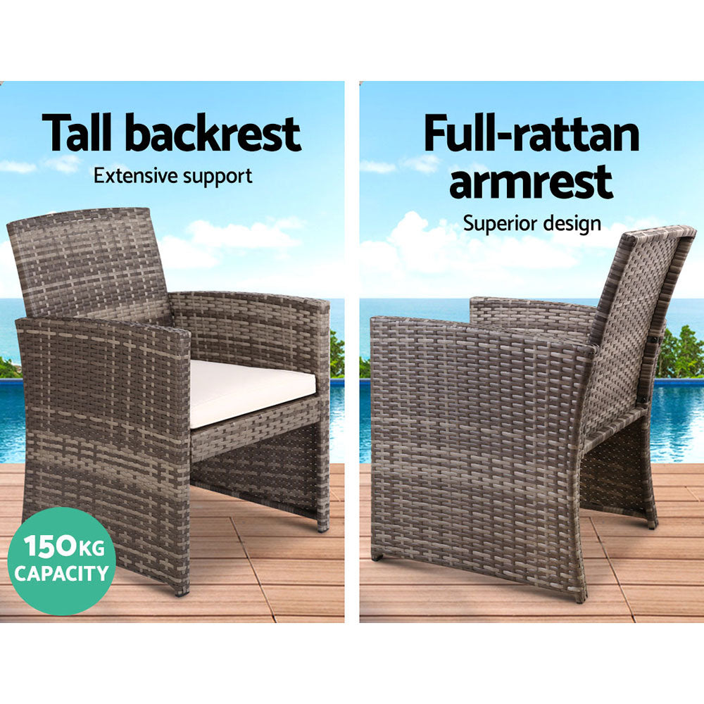 Slough 4-Seater Rattan Chair Table Setting Garden Furniture 4-Piece Outdoor Sofa Set - Grey