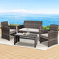 Slough 4-Seater Rattan Chair Table Setting Garden Furniture 4-Piece Outdoor Sofa Set - Grey