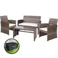 Slough 4-Seater Rattan Chair Furniture 4-Piece Outdoor Sofa Set with Storage Cover - Grey