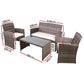 Slough 4-Seater Rattan Chair Furniture 4-Piece Outdoor Sofa Set with Storage Cover - Grey