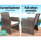 Slough 4-Seater Rattan Chair Furniture 4-Piece Outdoor Sofa Set with Storage Cover - Grey