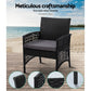 Luis 4-Seater Wicker Harp Chair Table Garden Furniture 4-Piece Outdoor Sofa Set - Black