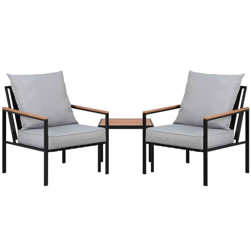 Imani 2-Seater Chairs Table Patio 3-Piece Outdoor Furniture - Grey