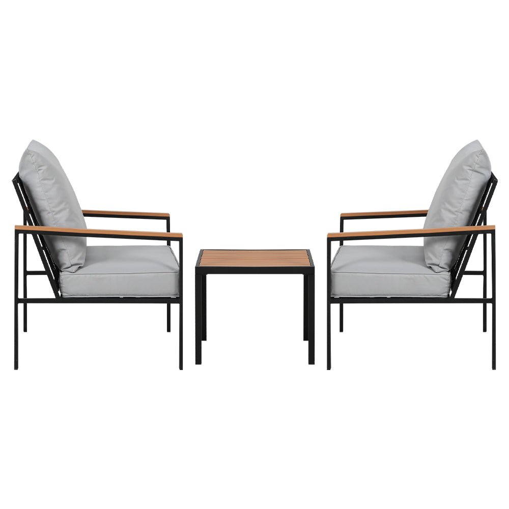 Imani 2-Seater Chairs Table Patio 3-Piece Outdoor Furniture - Grey