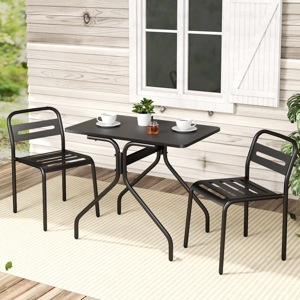 Stussy 2-Seater Outdoor Patio Furniture Steel 3-Piece Bistro Set - Black