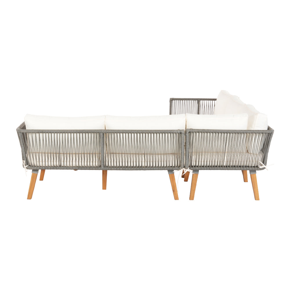 Gibson 5-Seater Modular Aluminium Wooden 4-Piece Outdoor Sofa - White