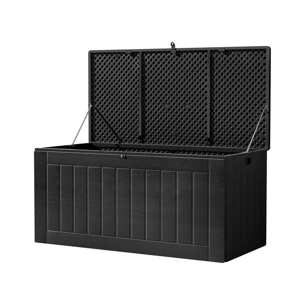 830L Outdoor Storage Box Container Lockable Bench Tool Shed - Black