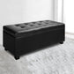 PU Leather Storage Ottoman - Black