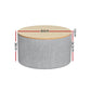 Storage Ottoman Blanket Box 60cm Linen Round - Grey