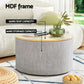 Storage Ottoman Blanket Box 60cm Linen Round - Grey