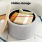 Storage Ottoman Blanket Box 60cm Linen Round - Grey