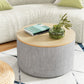 Storage Ottoman Blanket Box 60cm Linen Round - Grey