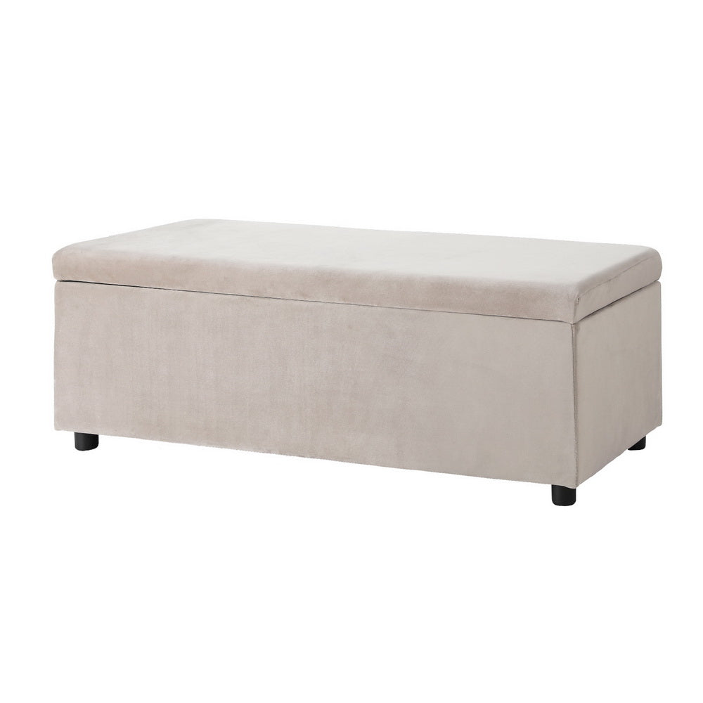 Storage Ottoman Blanket Box Table 97cm Velvet - Taupe