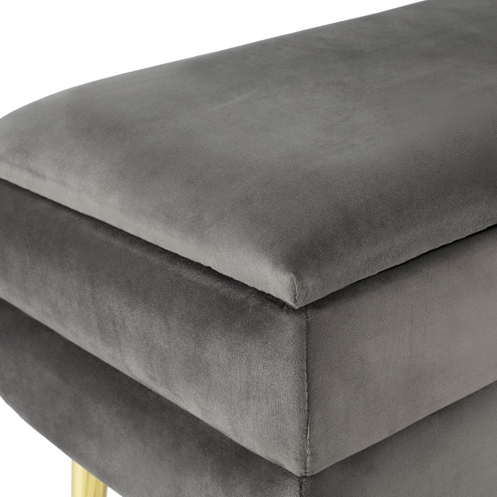 Ottoman Storage Foot Stool Velvet - Grey