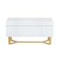 Storage Ottoman Blanket Box Criss-Cross Linen - White