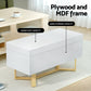 Storage Ottoman Blanket Box Criss-Cross Linen - White