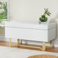 Storage Ottoman Blanket Box Criss-Cross Linen - White