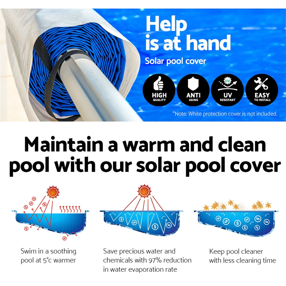 Swimming Pool Cover with Roller Wheel Solar Blanket Adjustable 10x4m