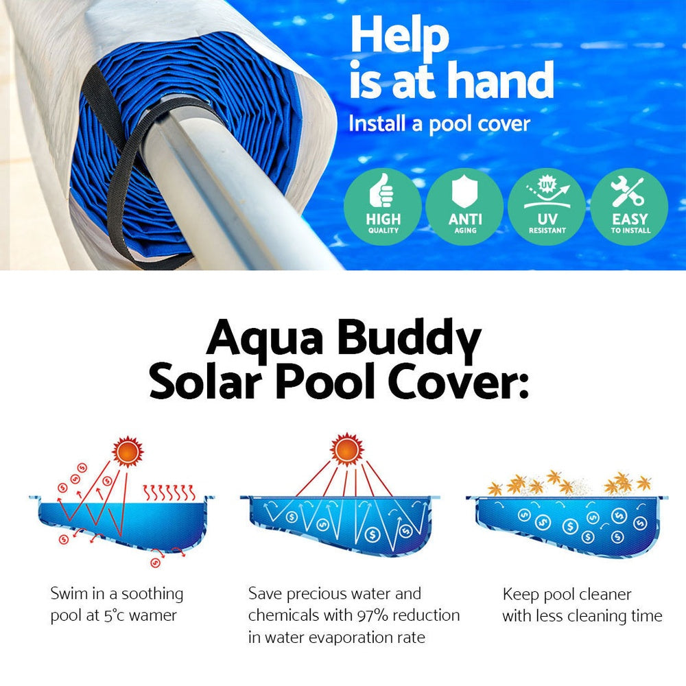 Swimming Pool Cover Roller 400 Micron Solar Blanket Outdoor 6.5M x 3M