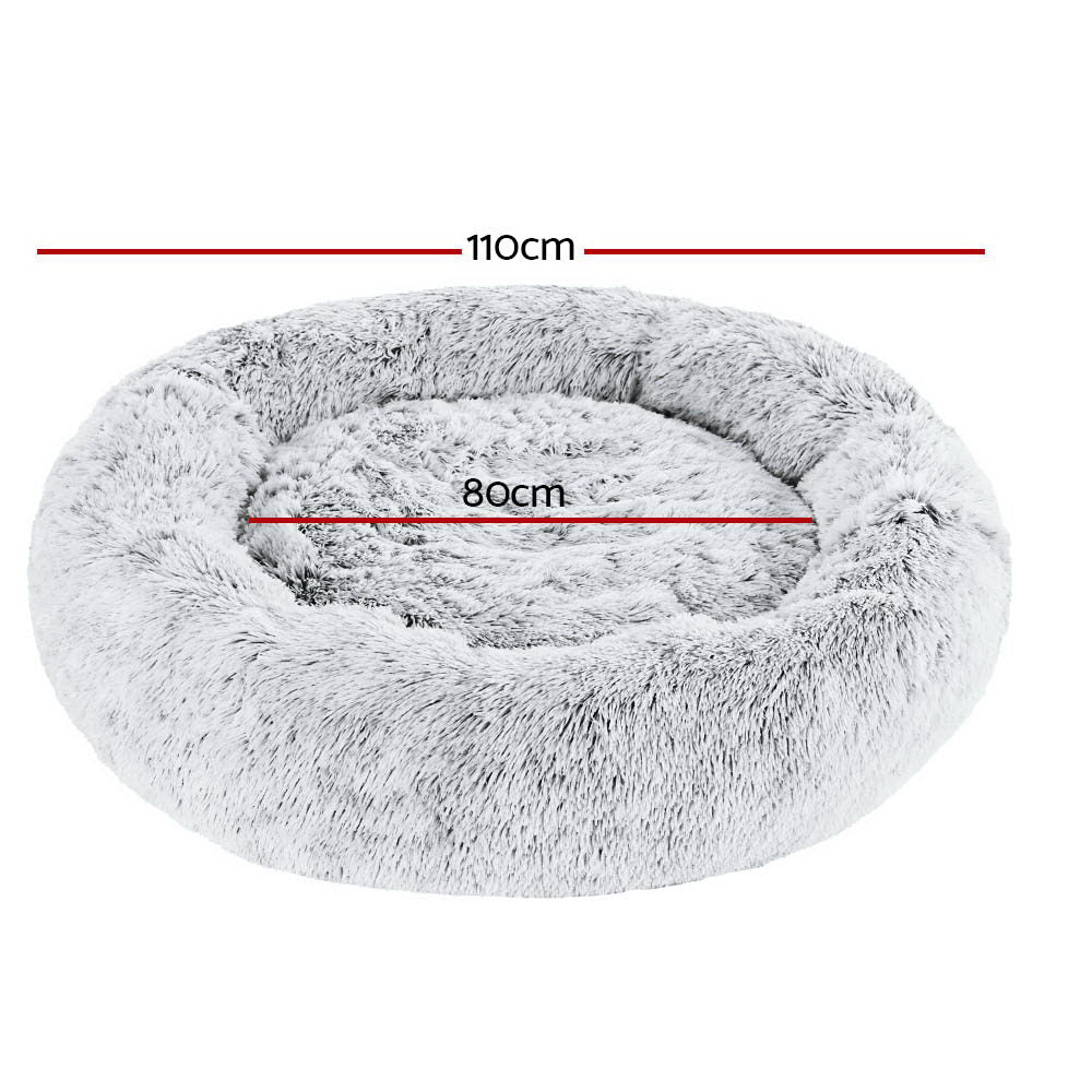 XLarge Dog Beds Pet 110cm Calming Soft Plush - Light Charcoal