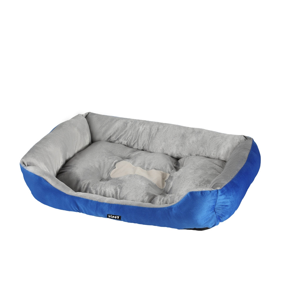 MEDIUM Dog Beds Pet Calming Soft Mat Sleeping Comfy Plush Cave Washable - Blue