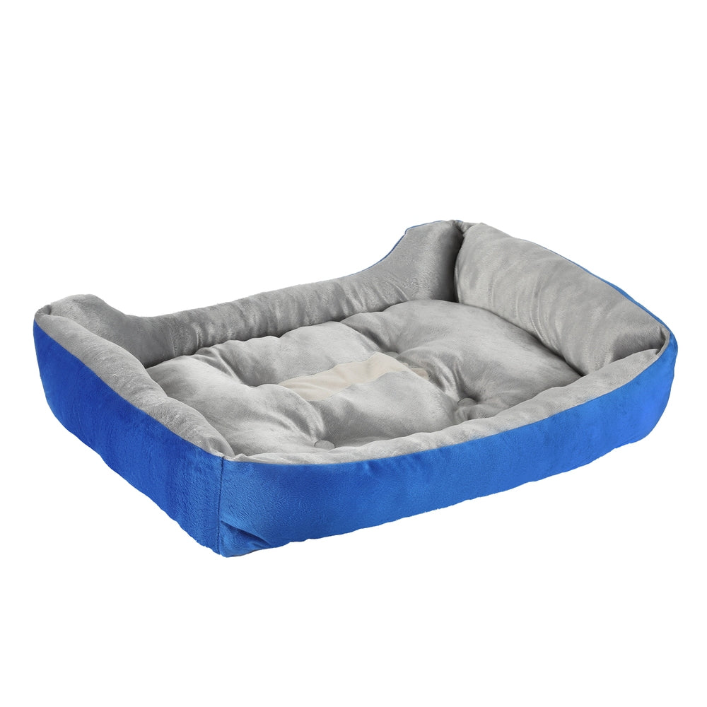 MEDIUM Dog Beds Pet Calming Soft Mat Sleeping Comfy Plush Cave Washable - Blue