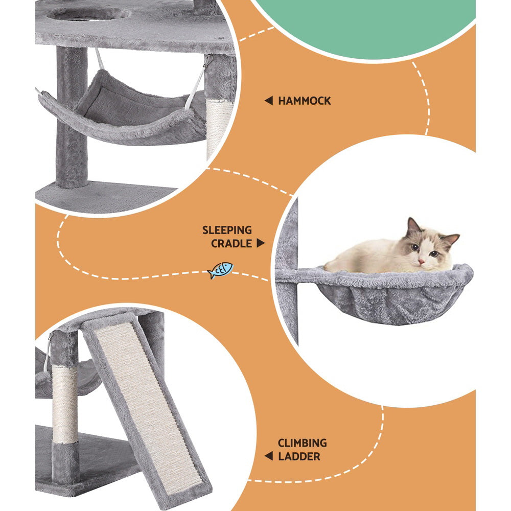 Cat Tree Tower Scratching Post Scratcher 161cm Condo House Trees - Grey