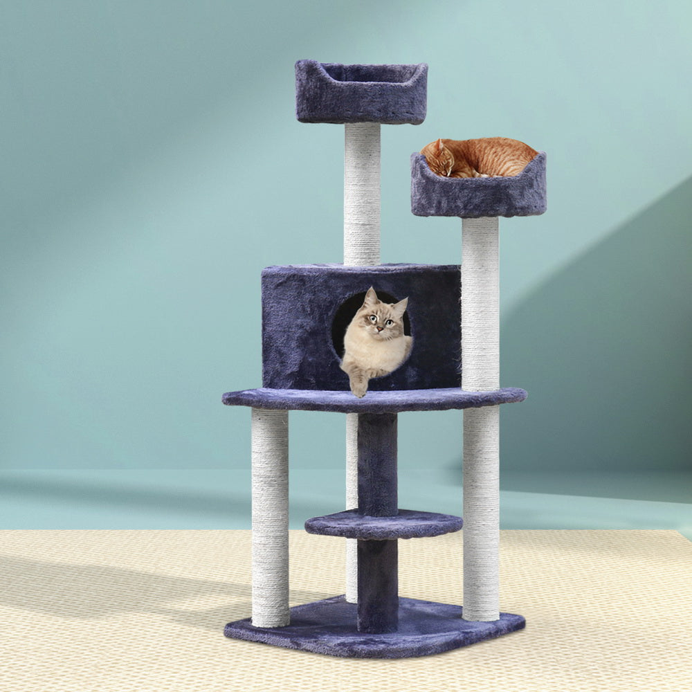 Cat Tree Trees Scratching Post Scratcher Tower Condo House Grey 126cm - Grey