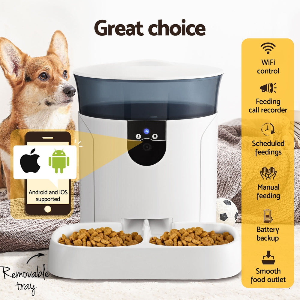 7L Automatic Pet Feeder Dog Cat Camera Wifi Smart Food Dispenser Timer