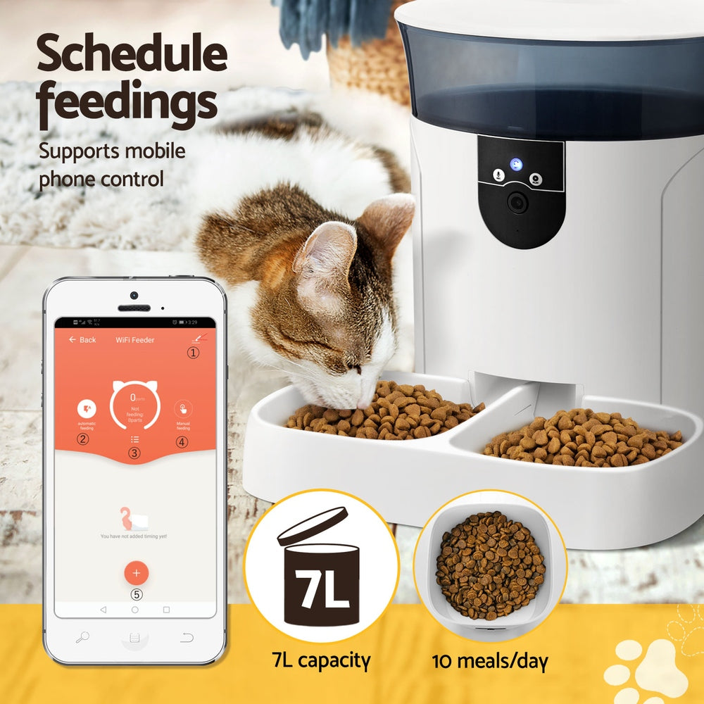 7L Automatic Pet Feeder Dog Cat Camera Wifi Smart Food Dispenser Timer